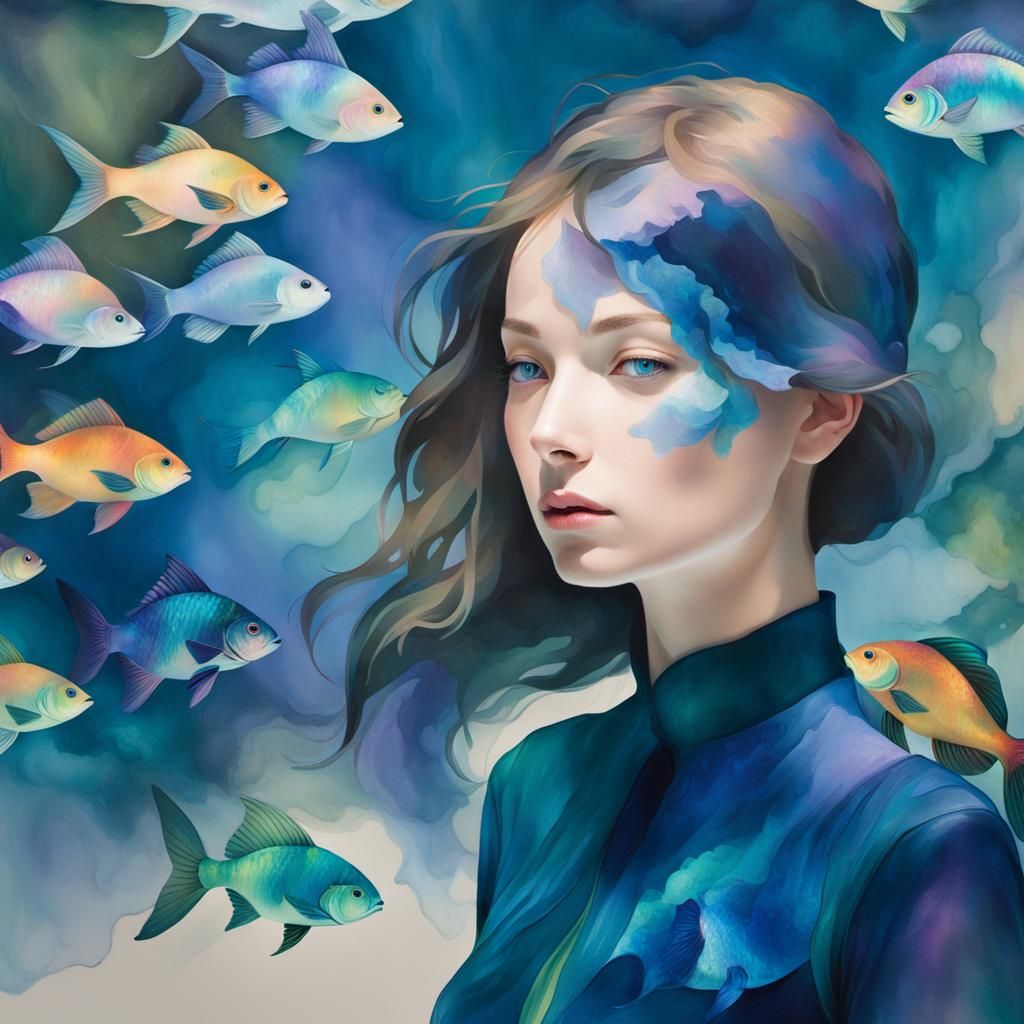 Ethereal Woman in Underwater Dreamscape