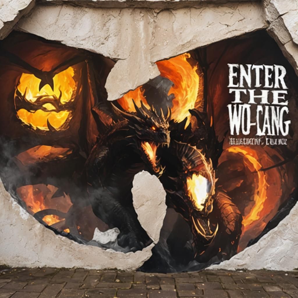 Dragon Breathing Fire in Cave, Fantasy Art