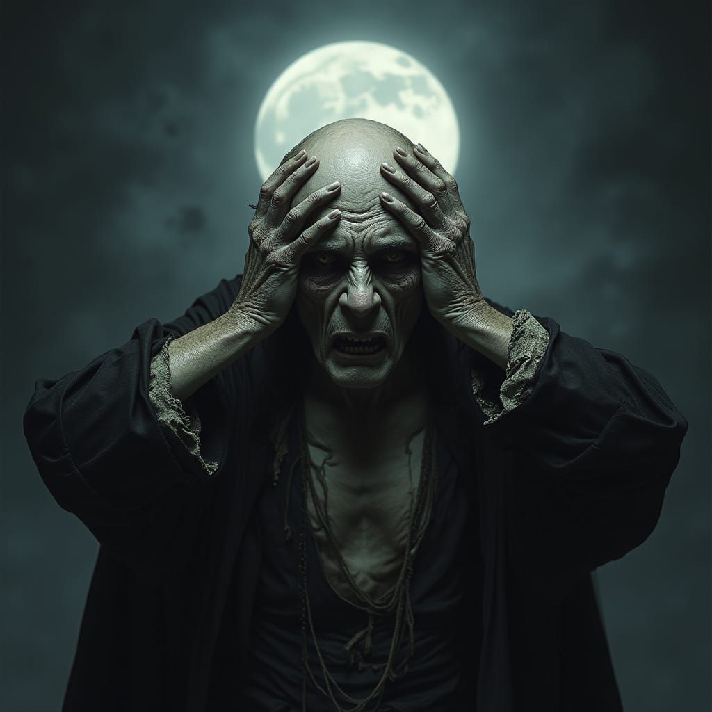 Terrified Vampire in Moonlight Gothic Horror