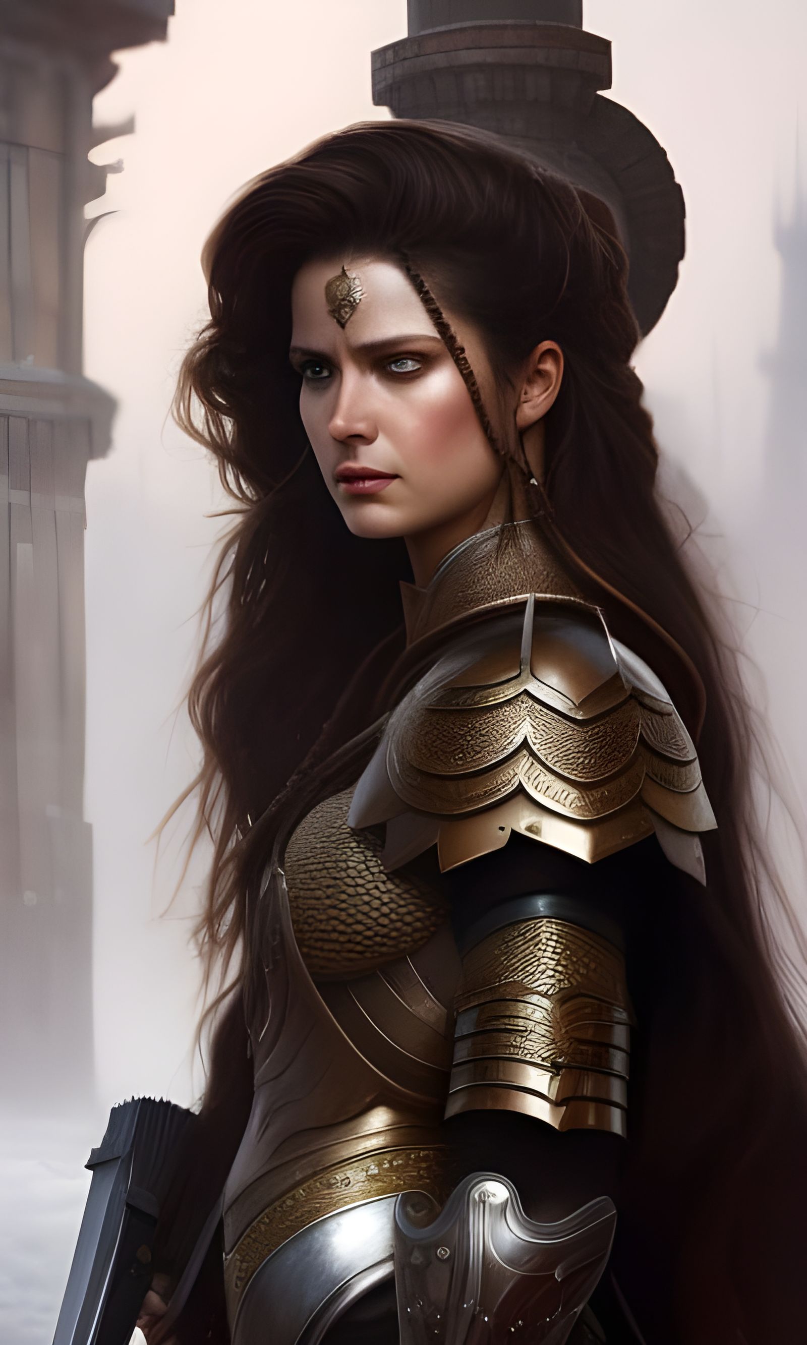 Fantasy Warrior Princess Portrait with Dramatic Lighting