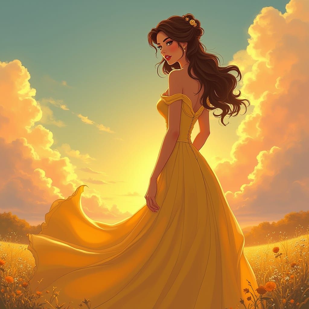 Belle at Sunset: Disney Meets Art Nouveau