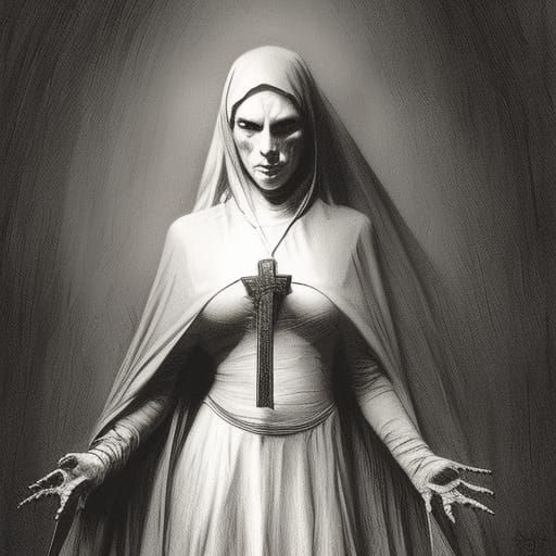 Evil Nun in Gothic Horror Style