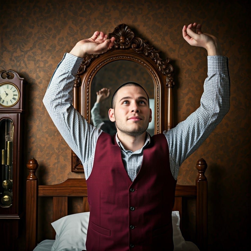 Young Orthodox Man Waking Up, Realism Style