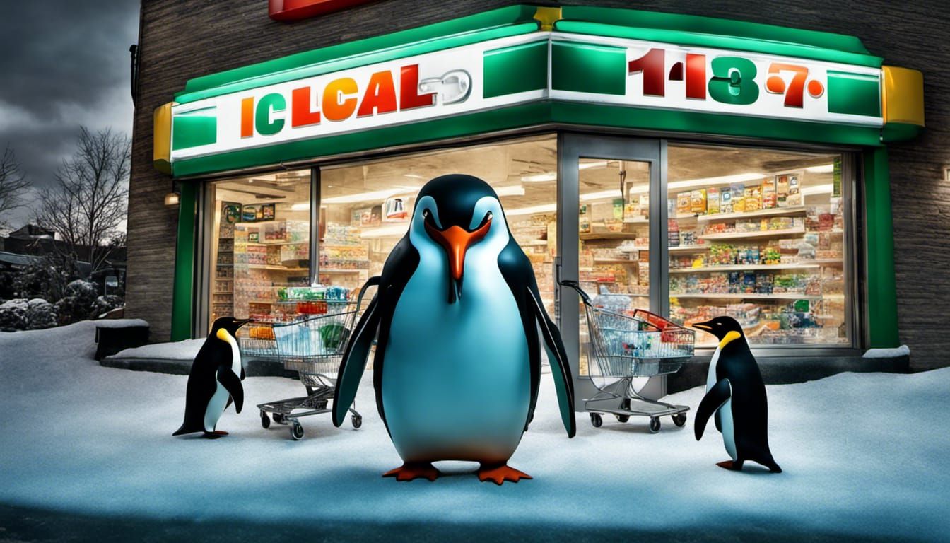 Penguin Pirates Stealing Ice: Hyperrealistic Image