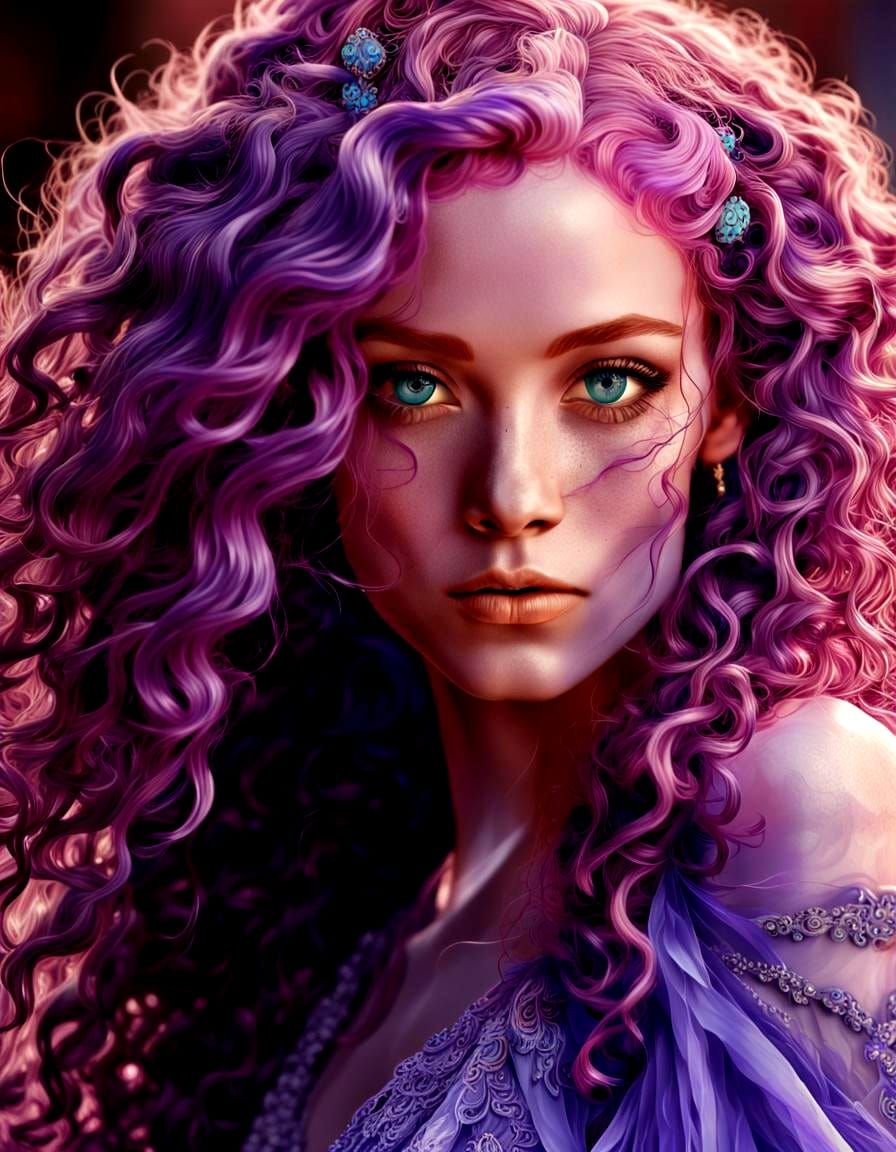 Hyperdetailed Portrait in Purple, Trending Artstation Style