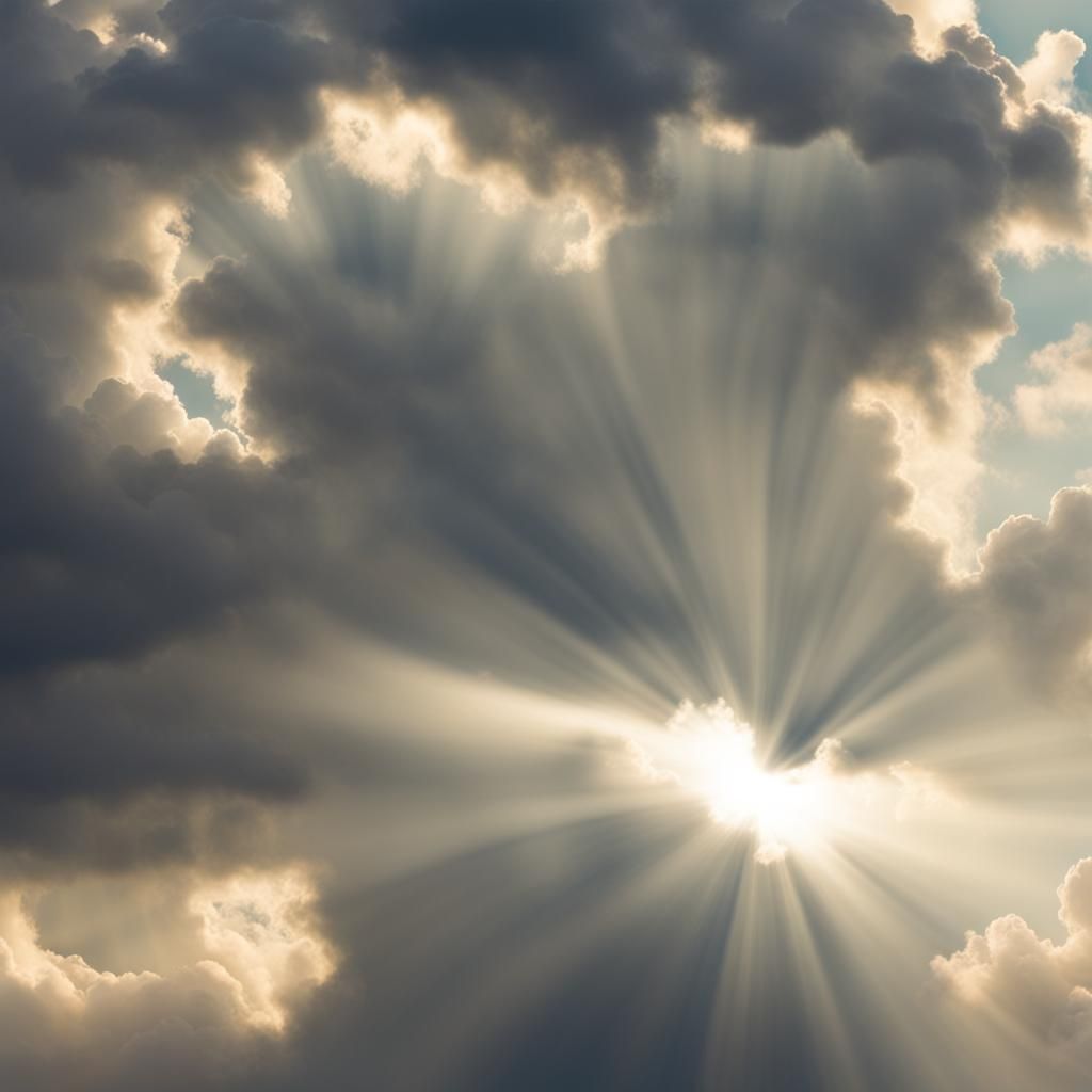 Heavenly Sunbeams Radiating Through Clouds