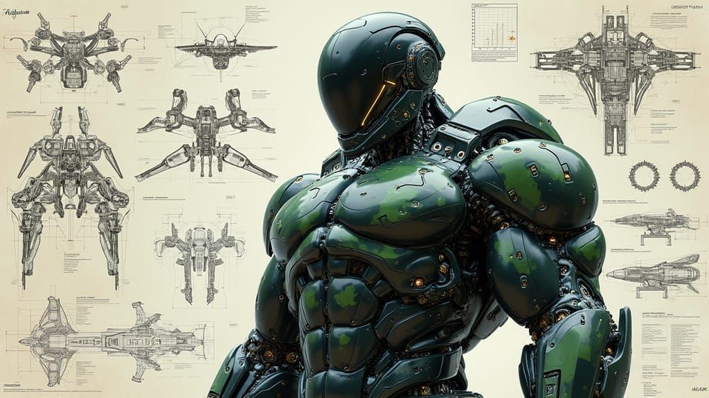 Cyborg Battle Suit with Advanced Systems Integration