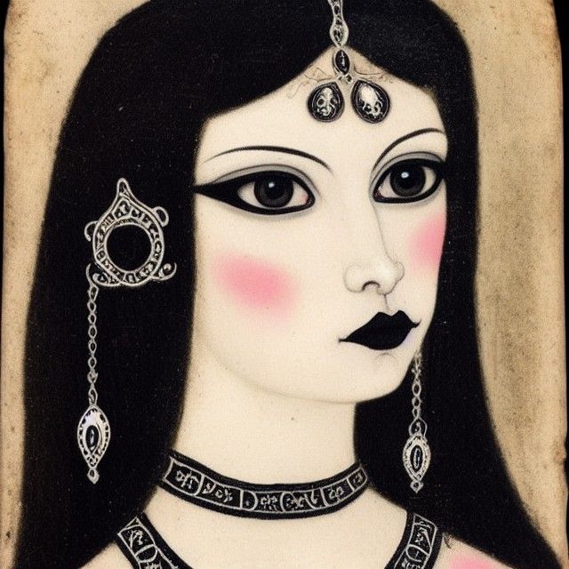 Medieval Goth Girl in Early Christian Style