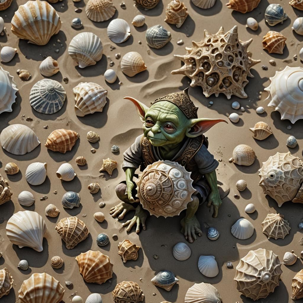 Goblin's Ornate Shell Discovery on a Space Beach