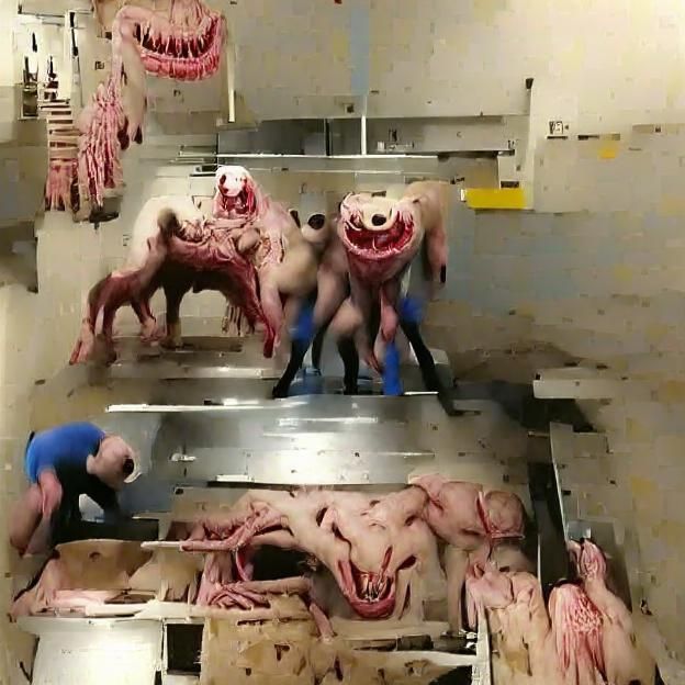 Disturbing Monsters in an Abattoir: AI-Generated Art