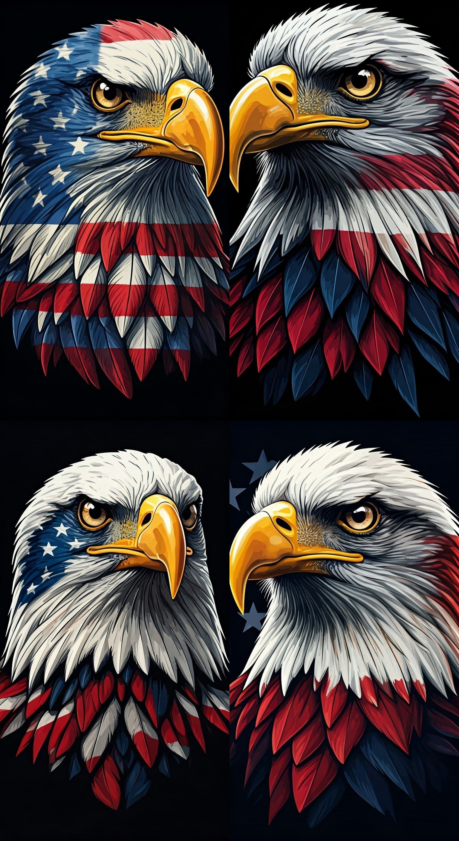 Vibrant Bald Eagle American Flag Graphic Art