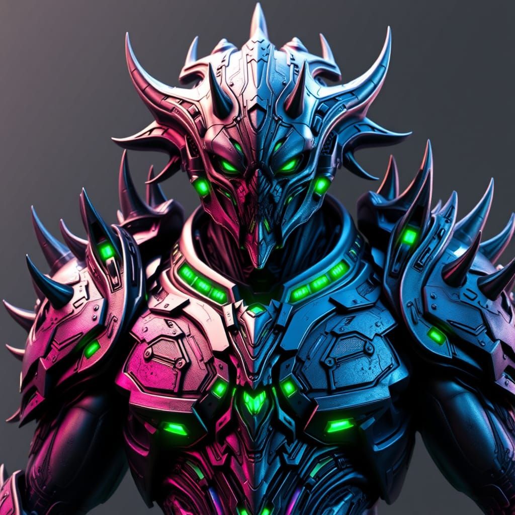 Alien Commander in Spiked Armor: 3D Anime Art