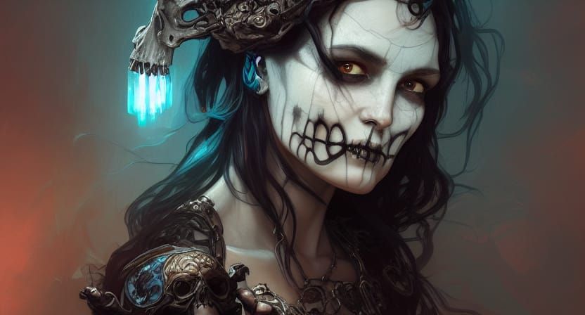 Gothic Skull Goddess Portrait in Hyperdetailed Style