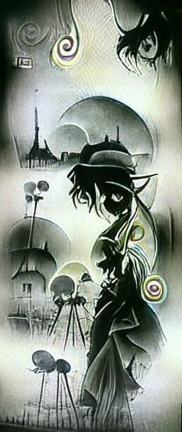 Chibi Character in Film Noir Style, Dark City