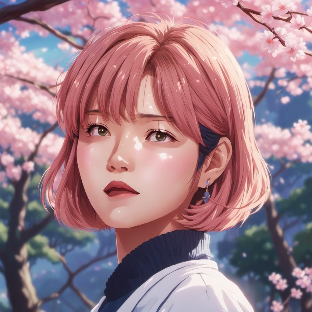 Sakura Girl: Anime Key Visual in Ghibli Style