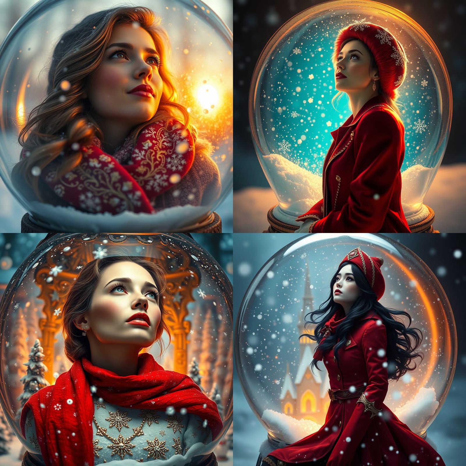 Woman in Snow Globe: Hyperrealistic Concept Art