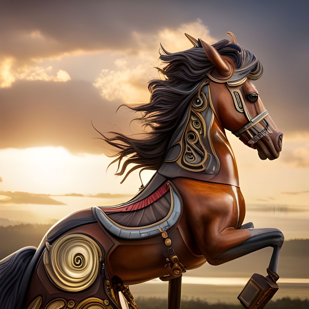 Steampunk Carousel Horse: Mechanical Marvel
