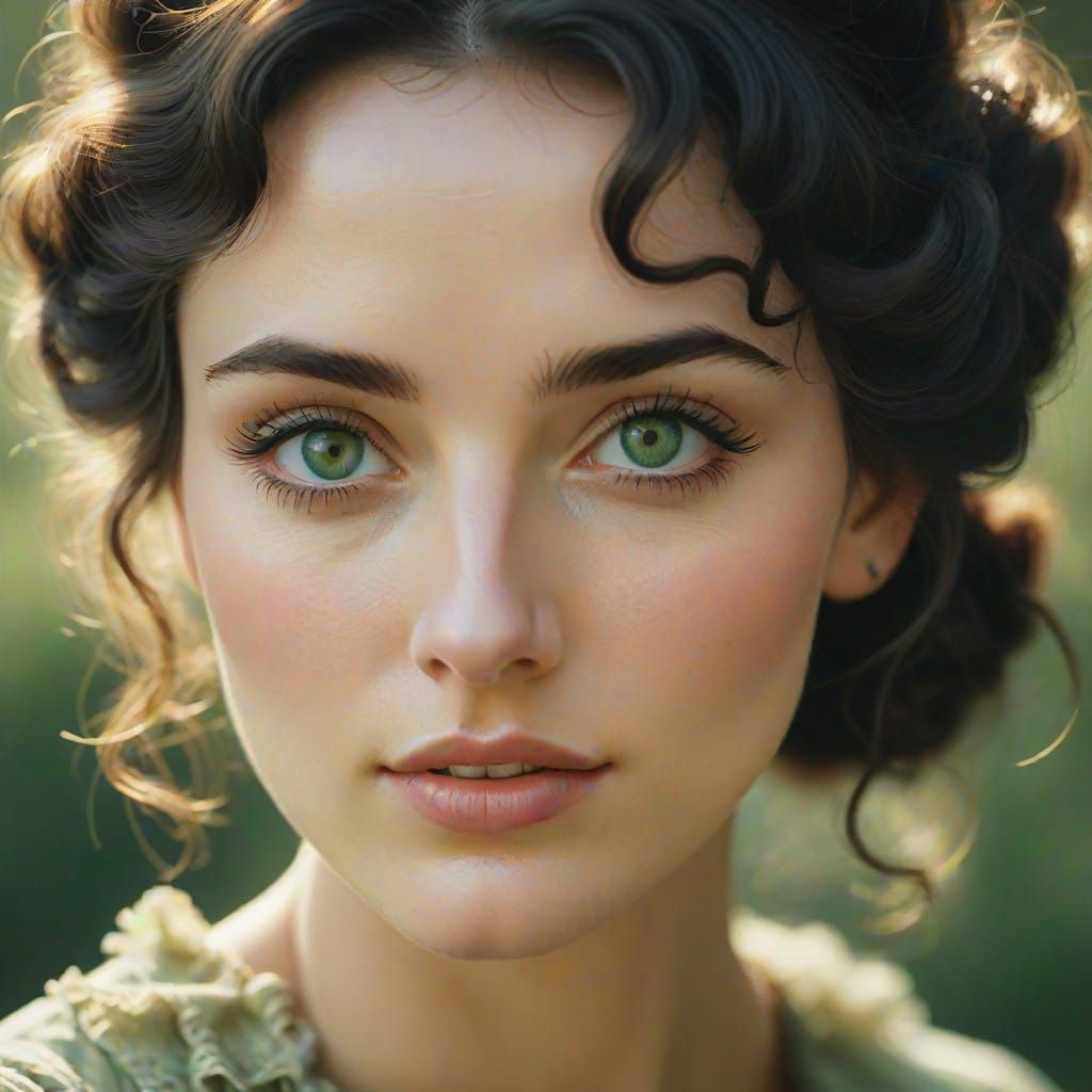 Romantic Young Woman in Vintage Cinematic Style