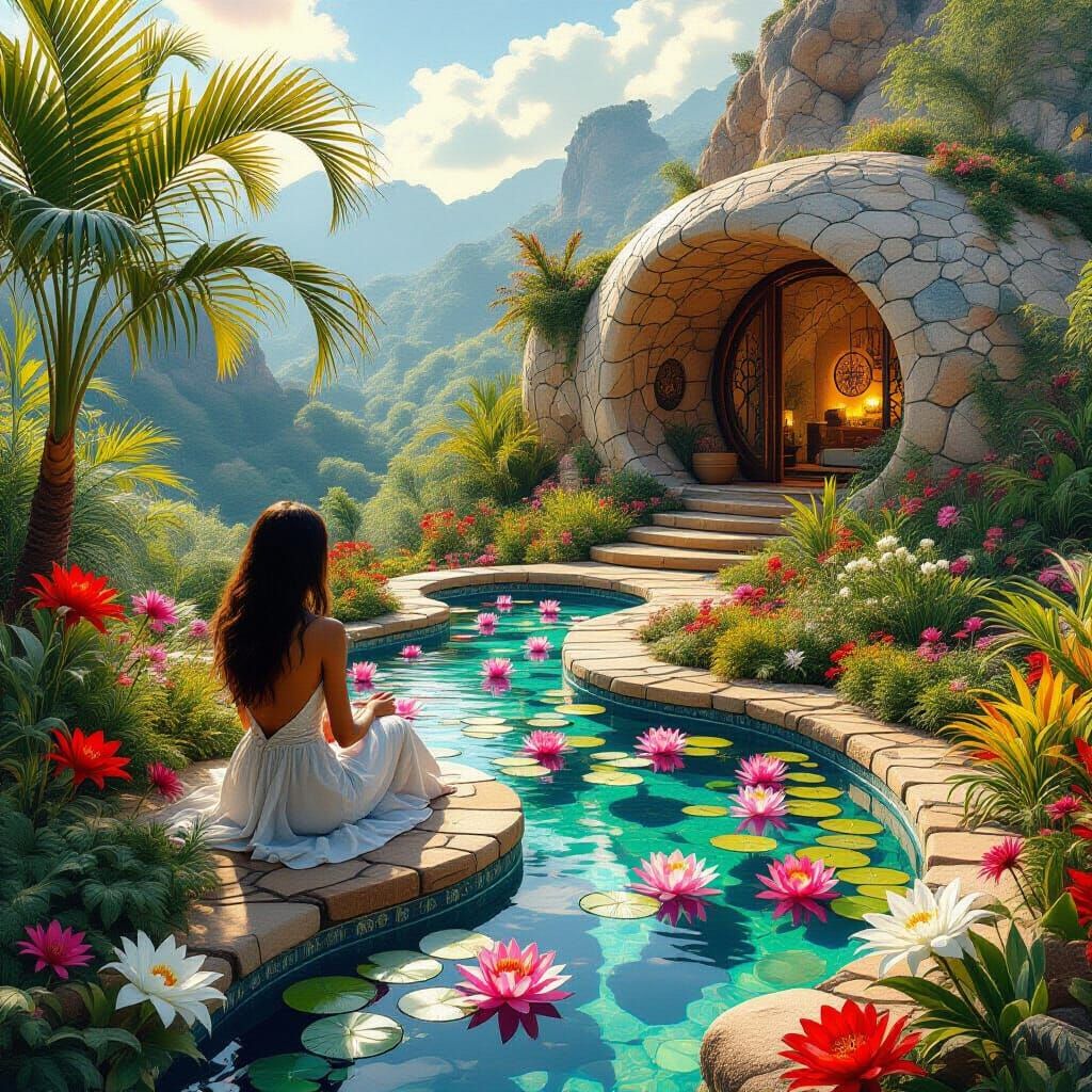 Desert Garden Dreamscape: A Surreal Visionary Scene