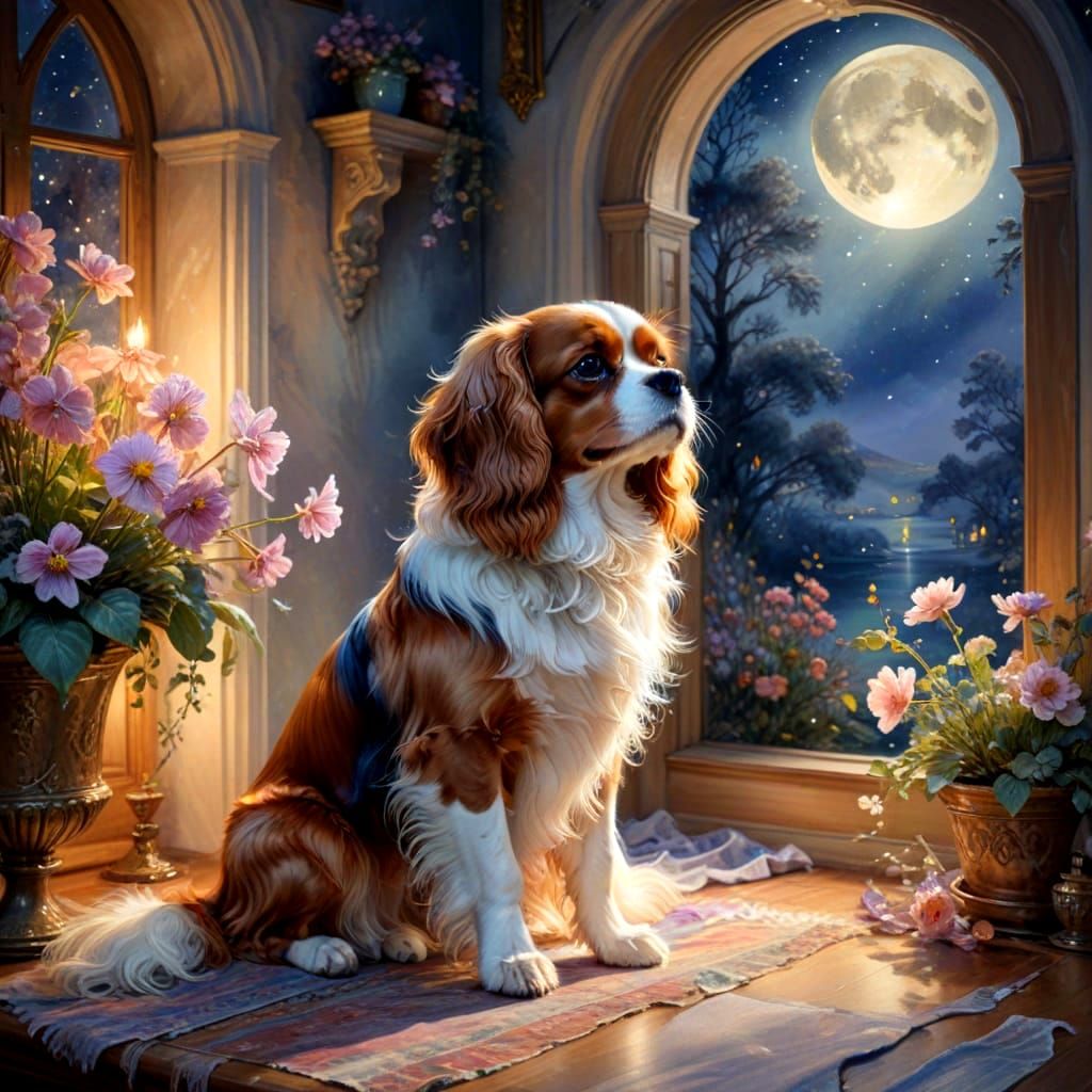 Moonlit Cavalier: Ink and Watercolor Illustration