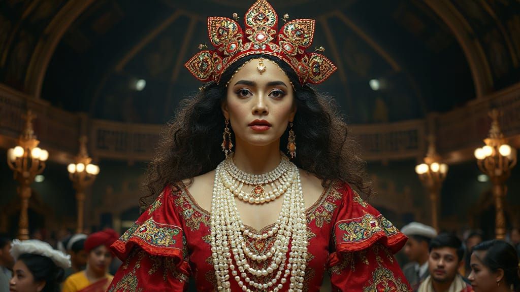 Dramatic Queen, Pearl bejeweled, Opulent, Folk Art, Arena, Bella Kotak,