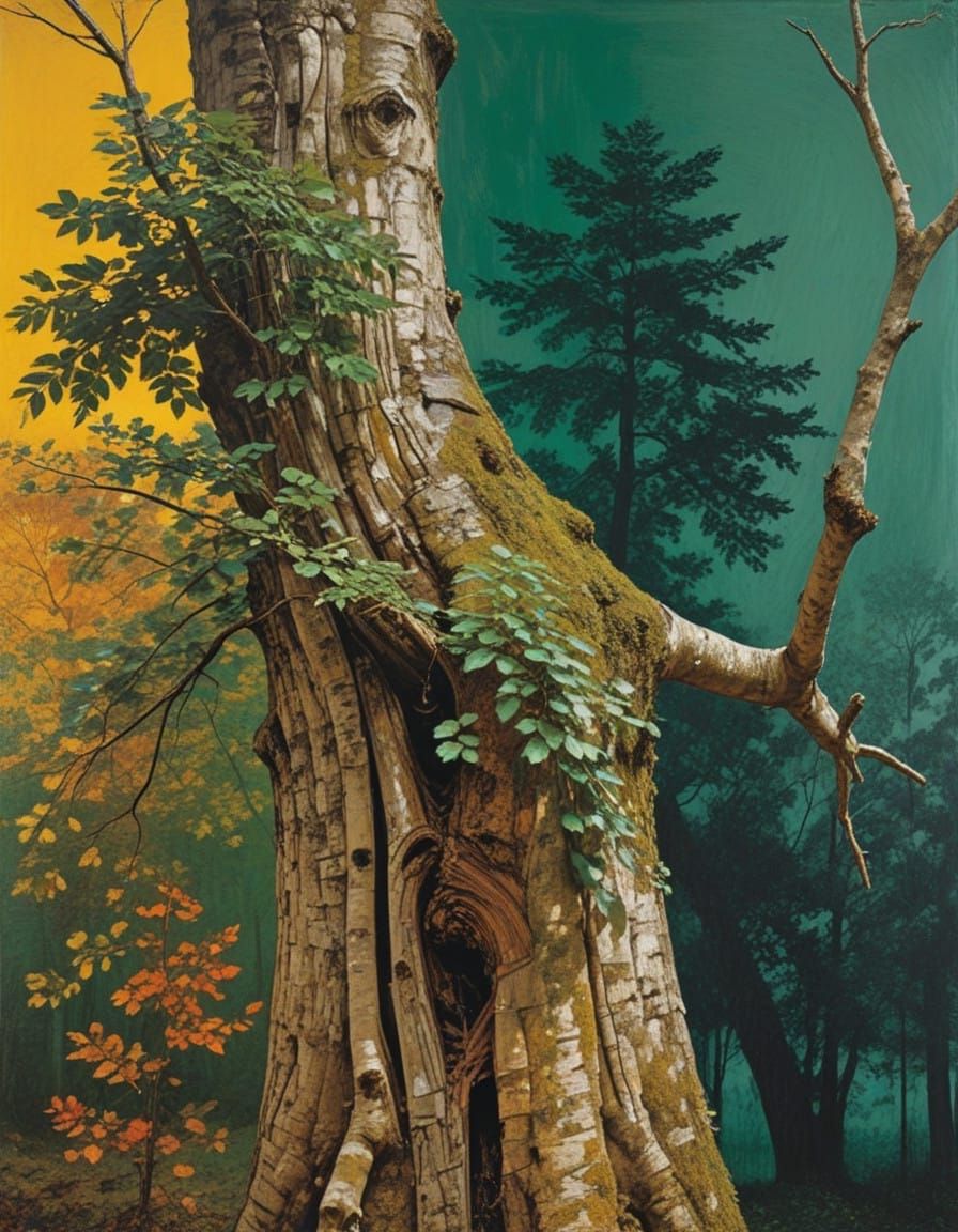 Abstract Tree Silhouette in Earthy Tones