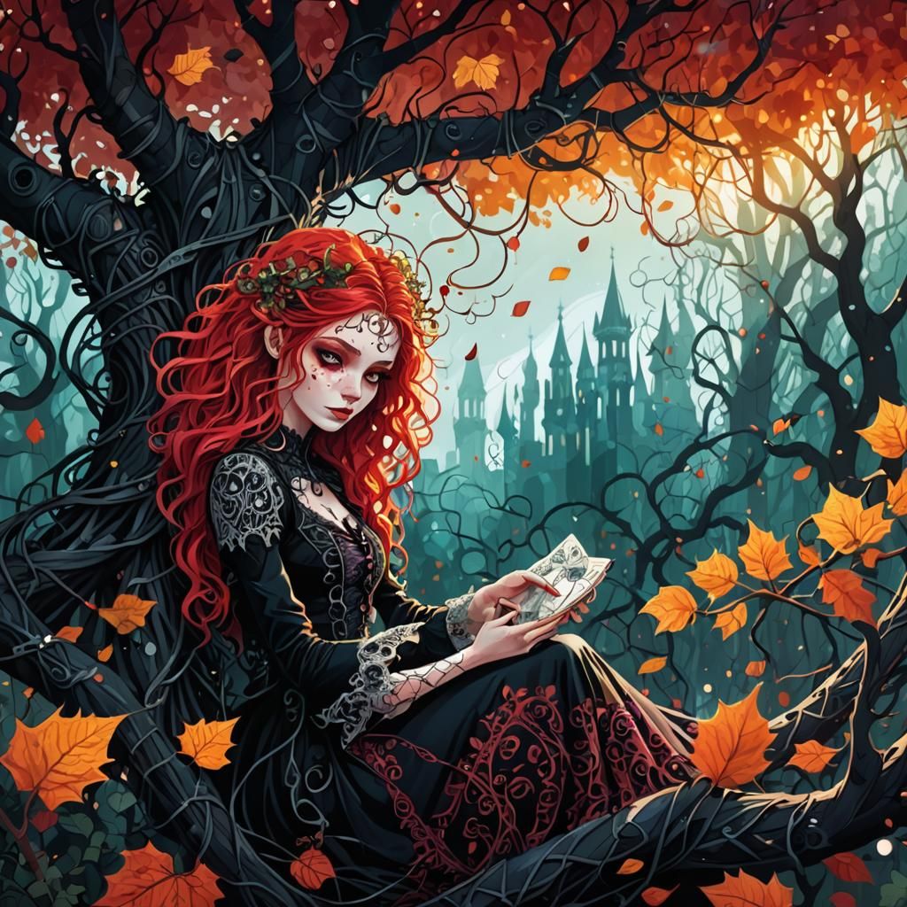 Dark Fantasy Figure in a Dreamlike Landscape