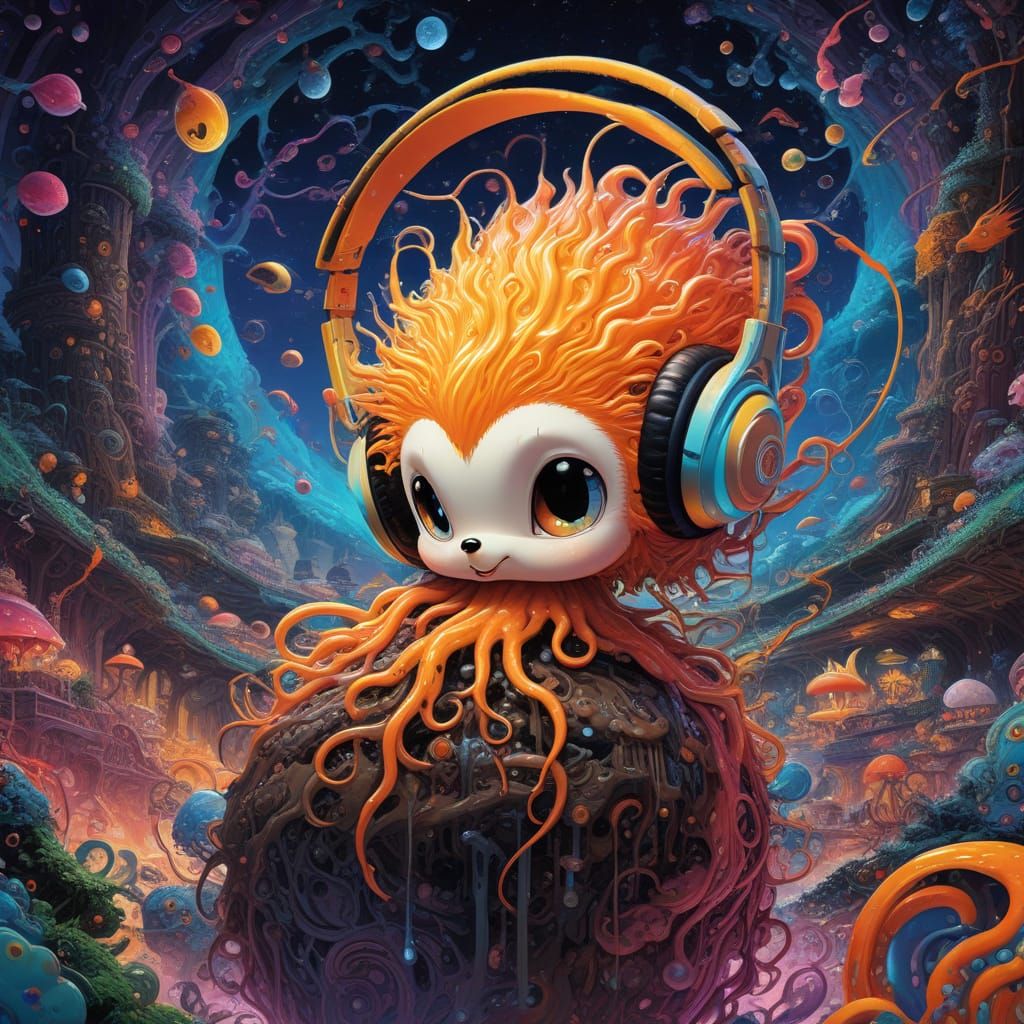 Electric Orange Dissolves into Cosmic Paint Maelstrom