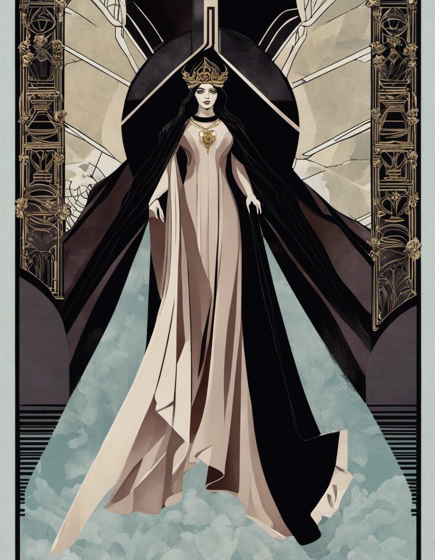 tarot "The Empress", geometric Art Deco enigmatic figure in ...