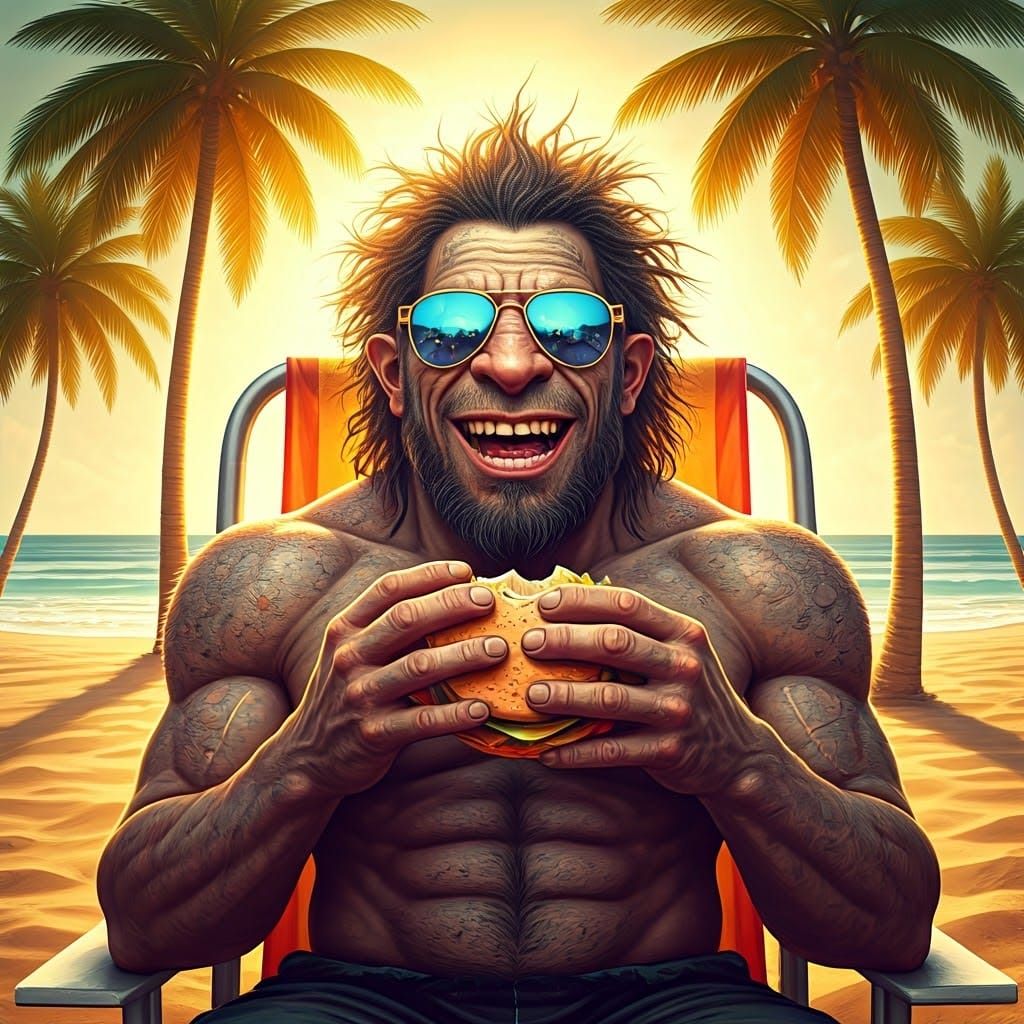 Troglodyte on Beach with Sunglasses: Splash Art