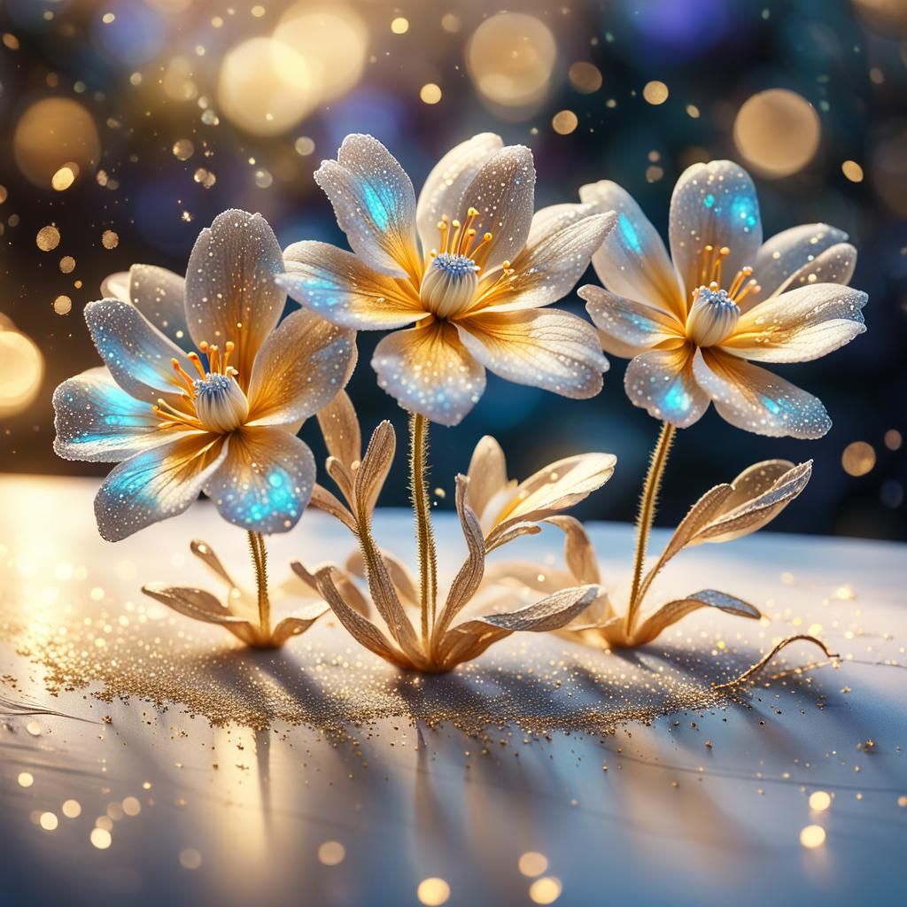 Photorealistic Floral Art with Iridescent Details