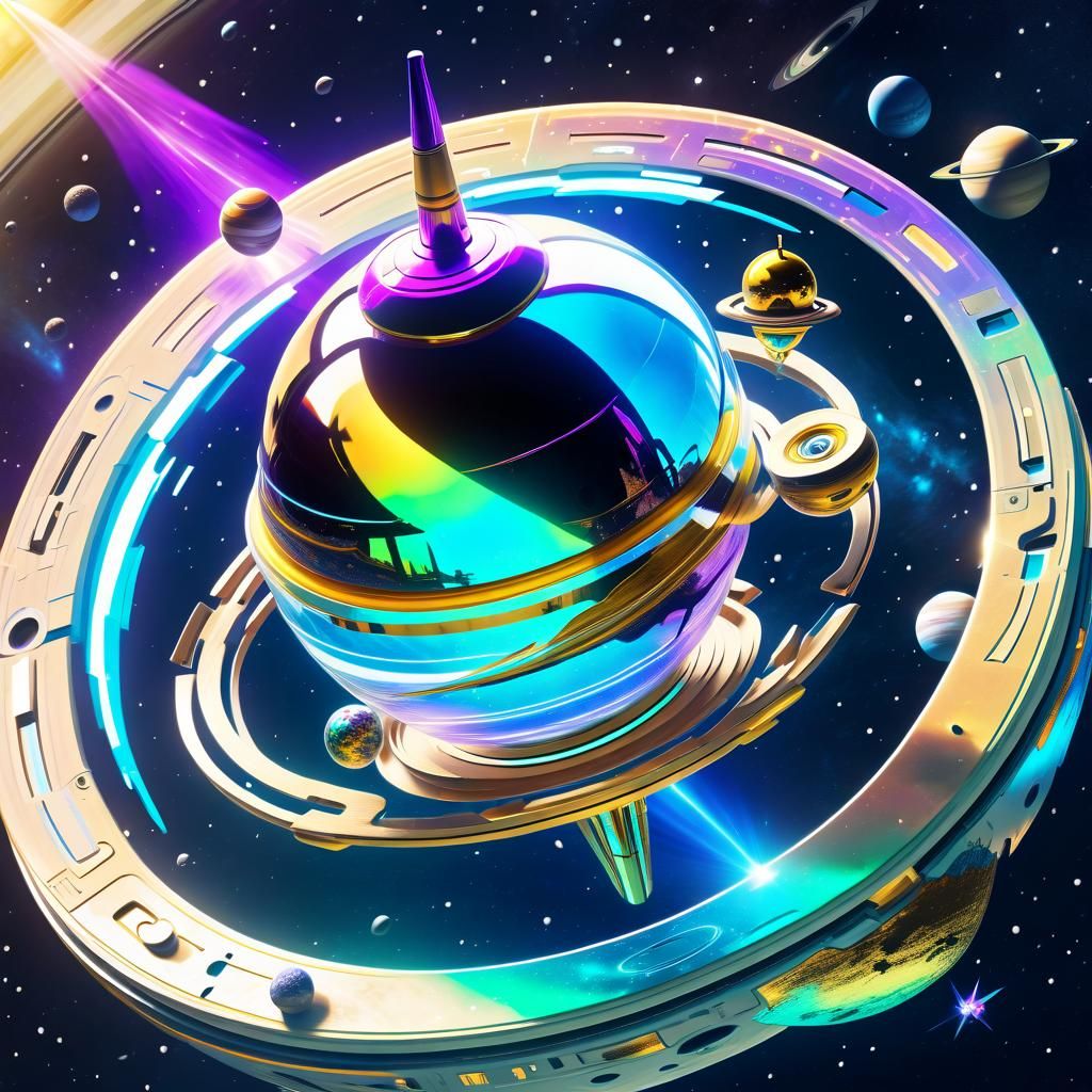 Spinning Top in Cosmic Odyssey on Saturn