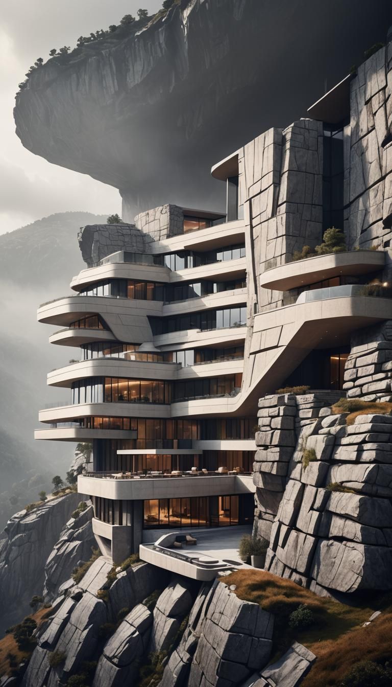 Modern Hotel Design with Stone Cladding in Mist