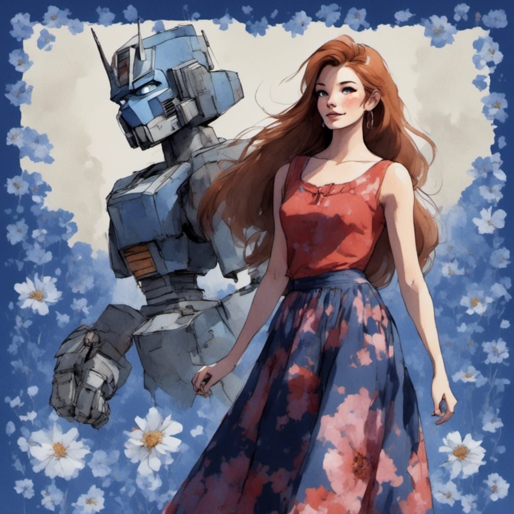 Fox-girl VIXEN and the big robot lifeform.