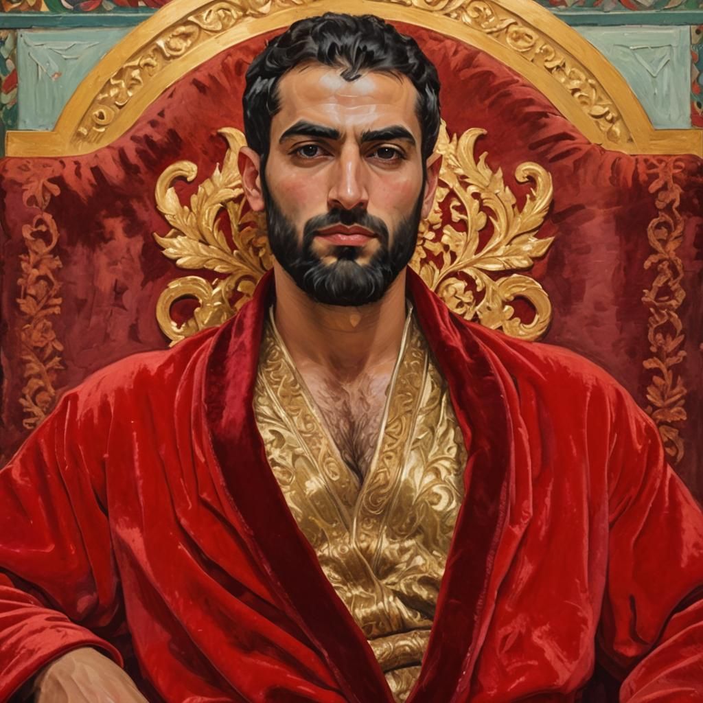 Expressionist Portrait: Man on Throne in Oil Painting