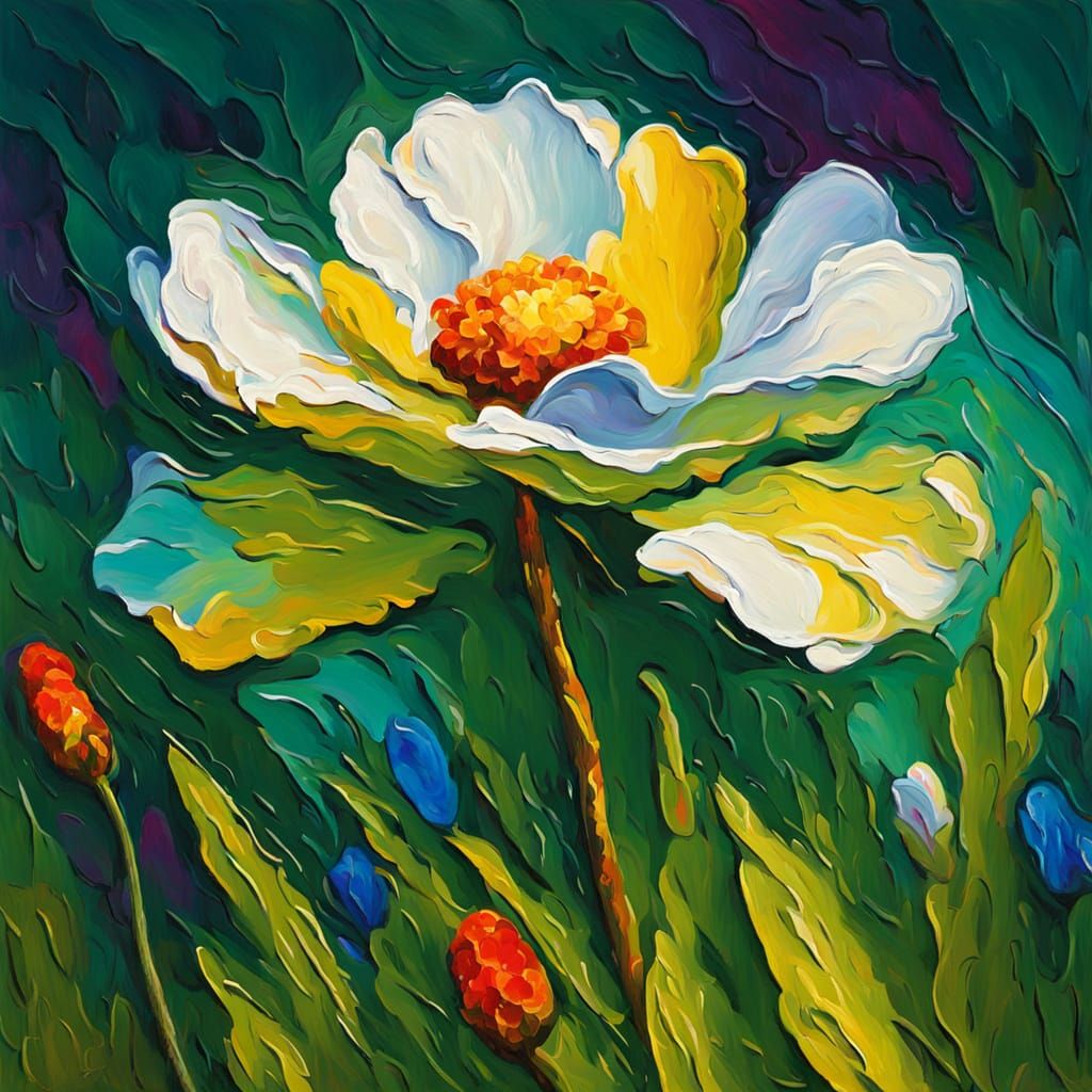 Vibrant Neo-Impressionist Flower Painting