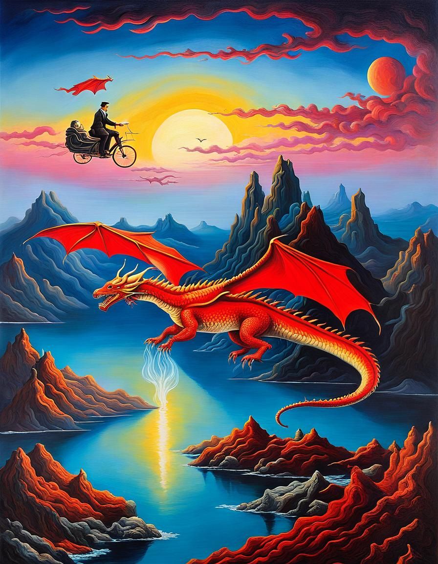 Twilight Dragon Flight: Surreal Companionship