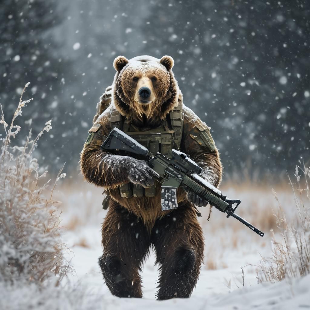 Kodiak Bear in Arctic Camouflage: Wildlife Photography