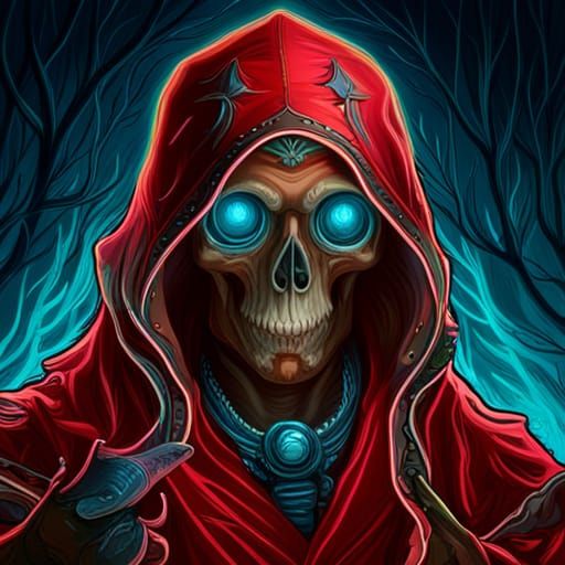 Bioluminescent Ox Portrait in Ornate Horror Style