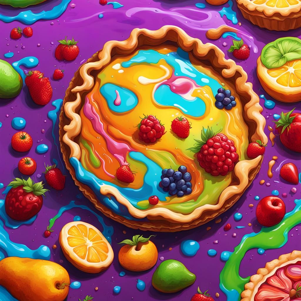 Colorful Gooey Pie Splash Art in Disney Style