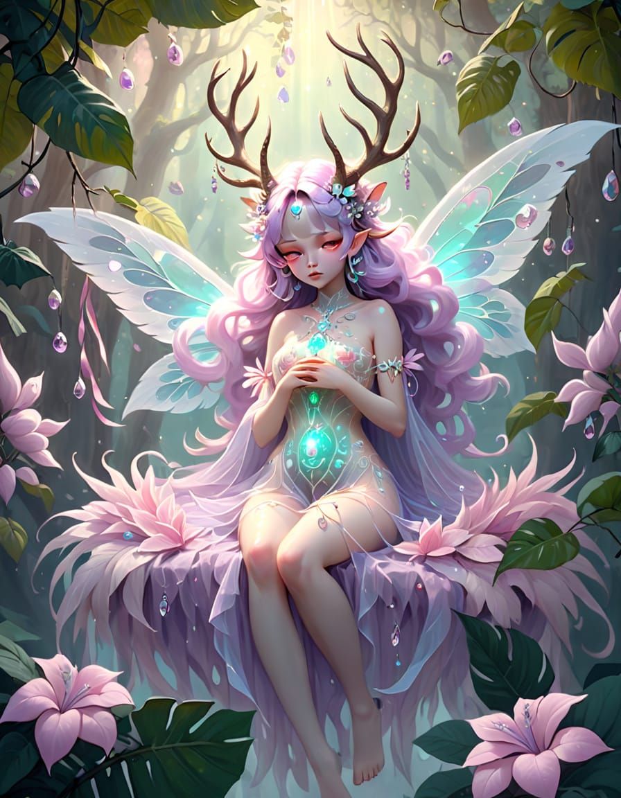 Ethereal Fairy Goddess Creature in Enchanted Forest
