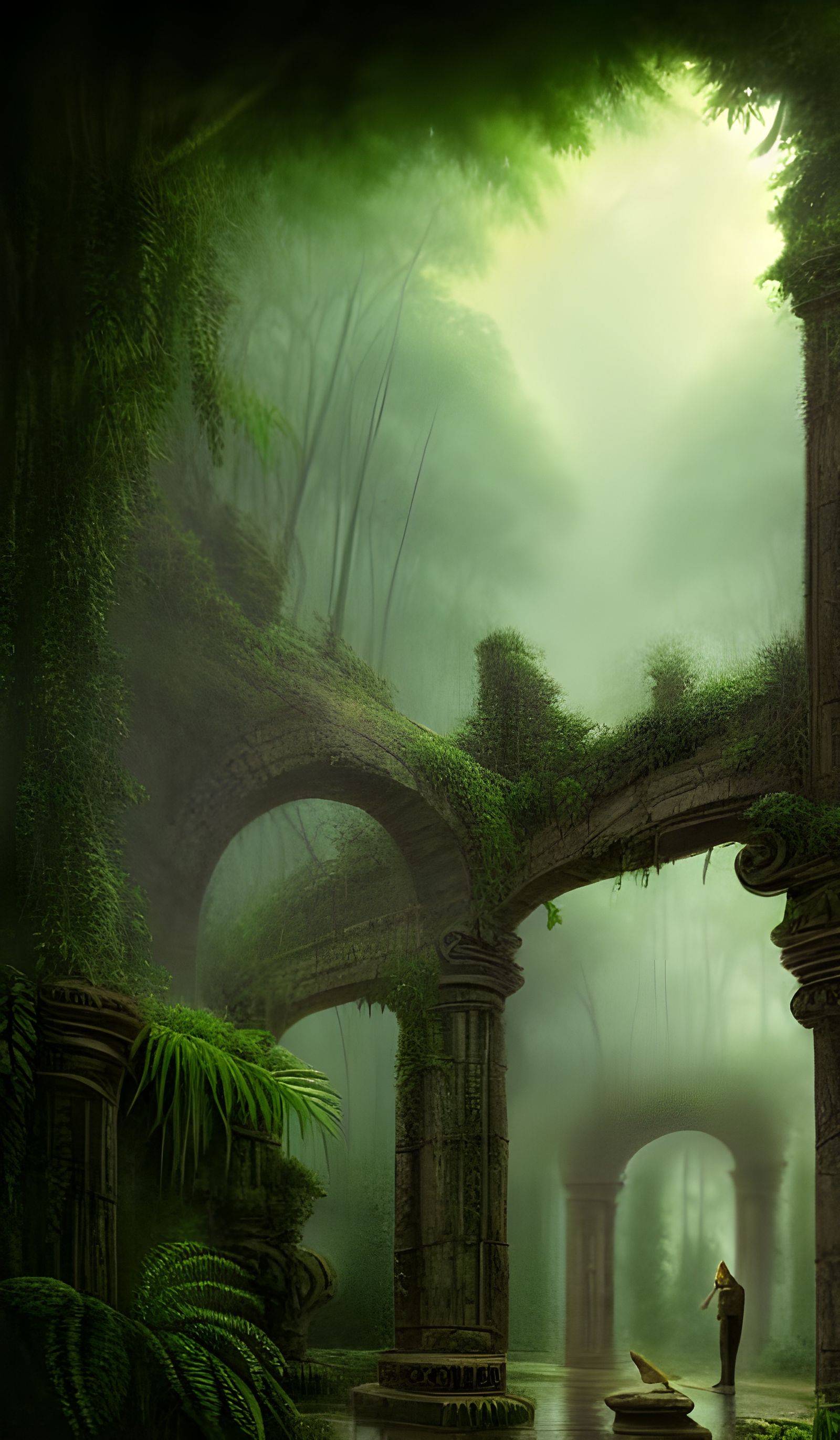 Ancient Jungle Ruins in Composite Art Style