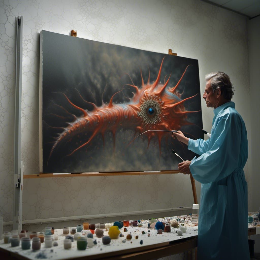 Surreal Portraits in White Laboratory: Detailed Matte Painti...