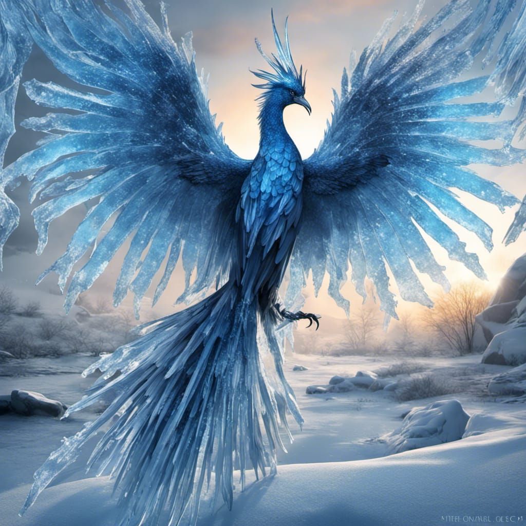 Majestic Ice Phoenix with Frozen Wings