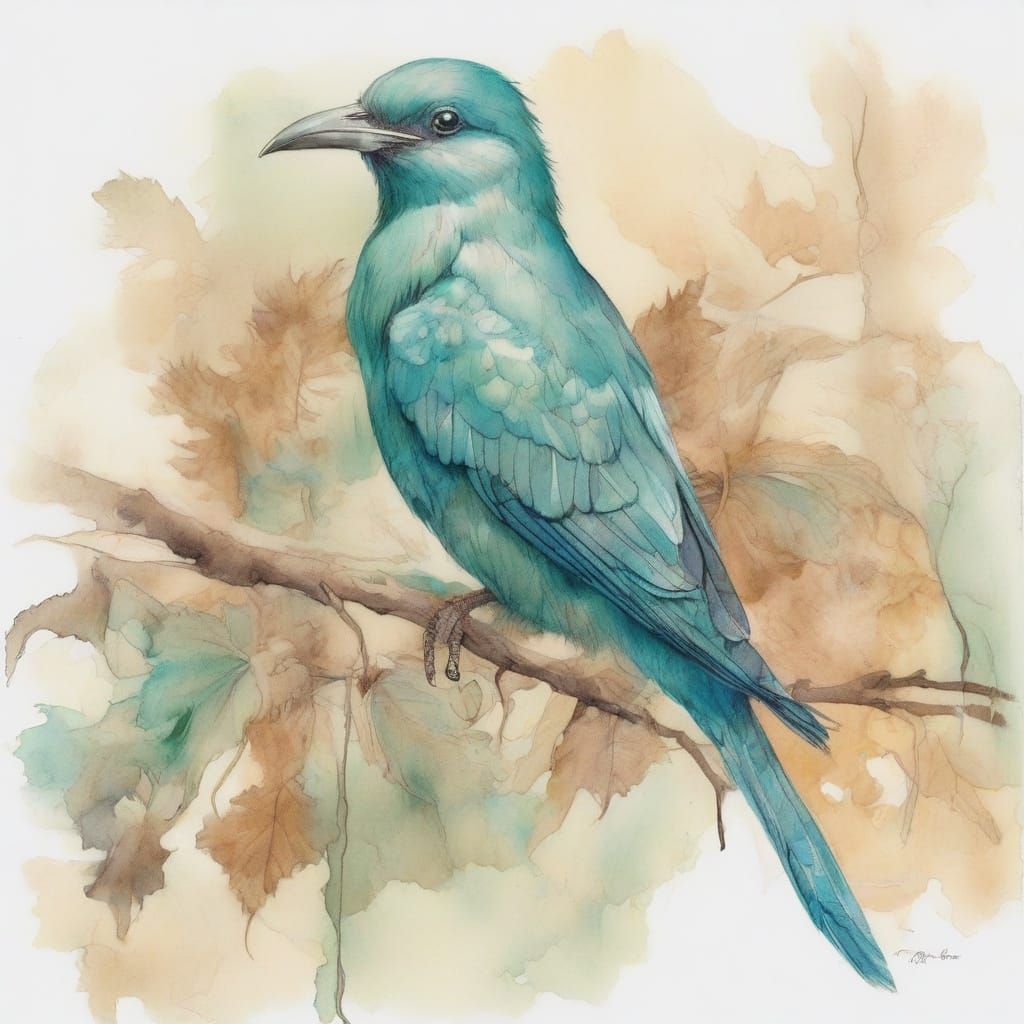 Watercolor Paradise Birds in Golden Light