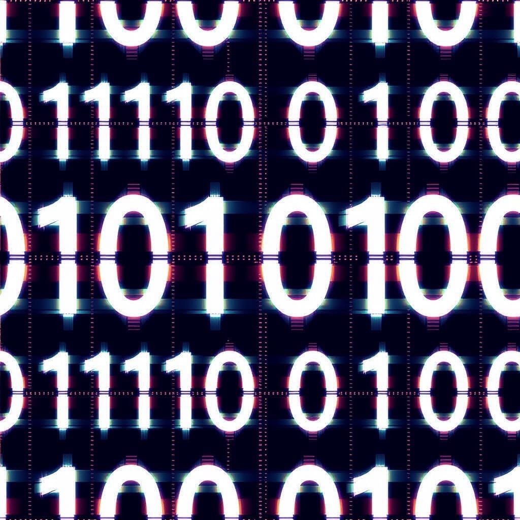 Binary Code Pattern with Glitchcore Aesthetic