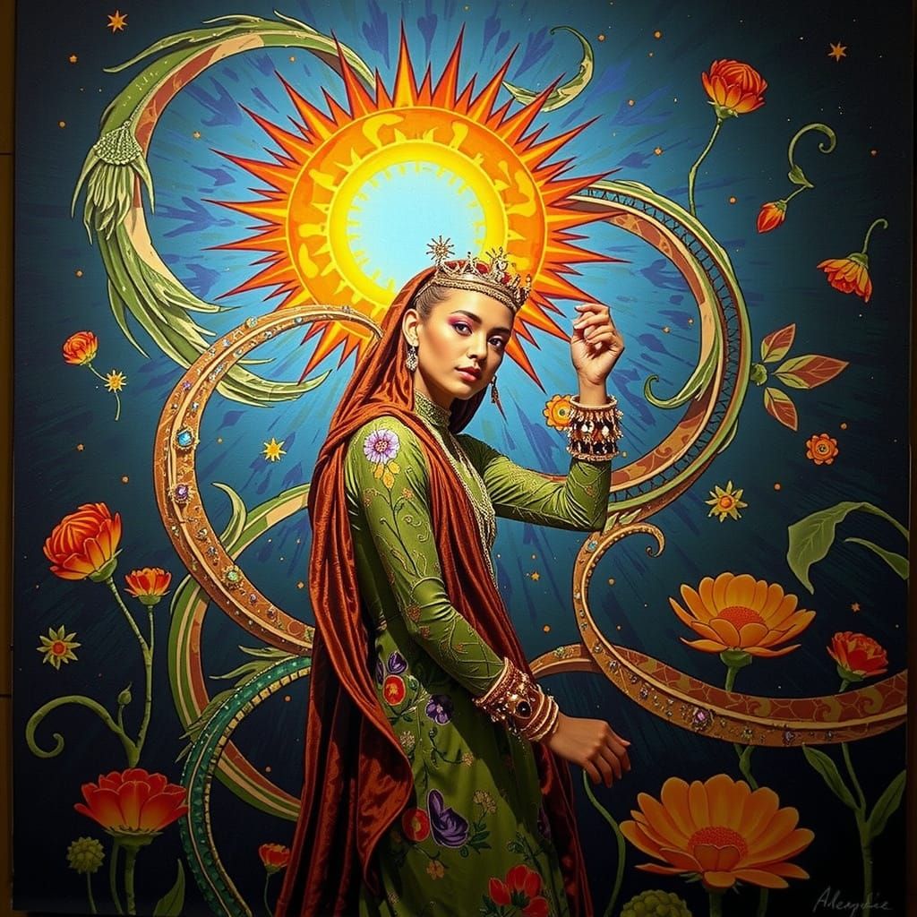 Psychedelic Garden Blooms in Cosmic Mystery