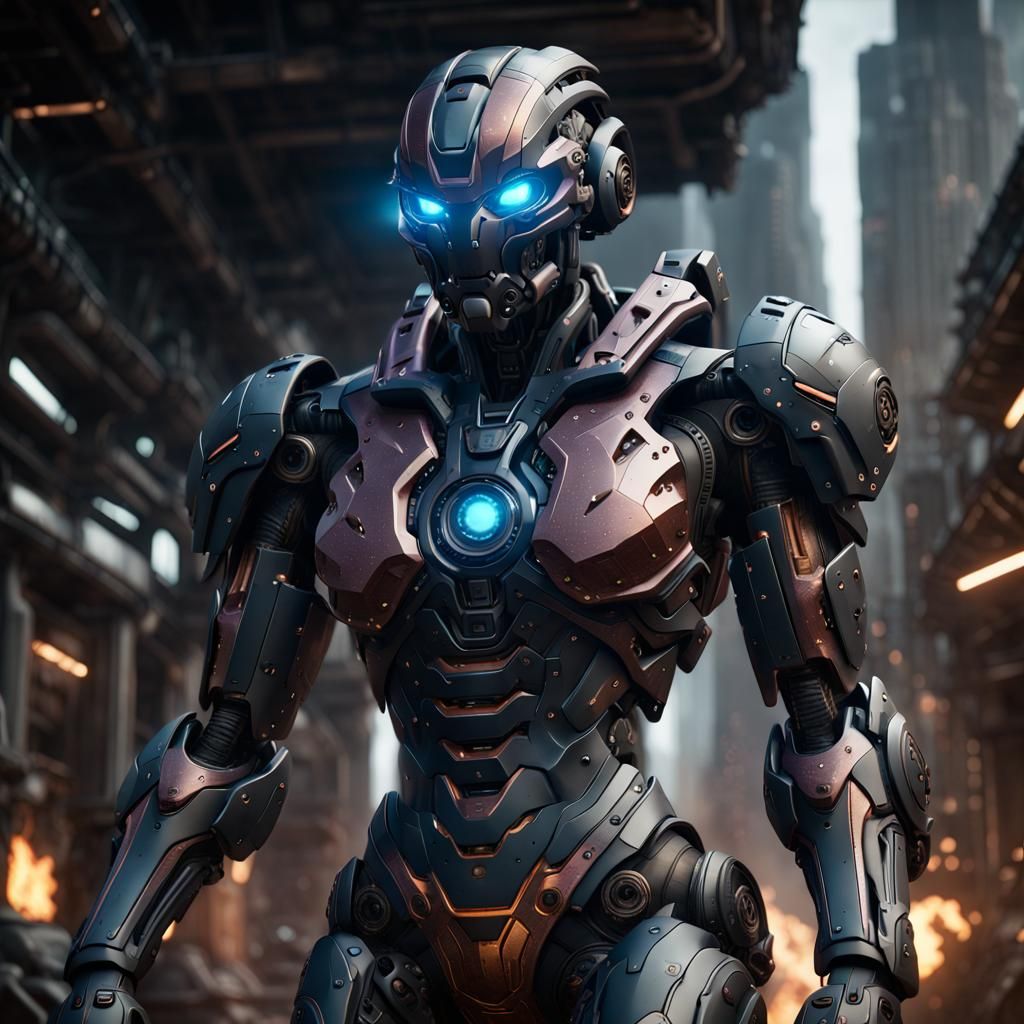 Black Nanotech Supernova Mechsuit in Detailed Matte Style