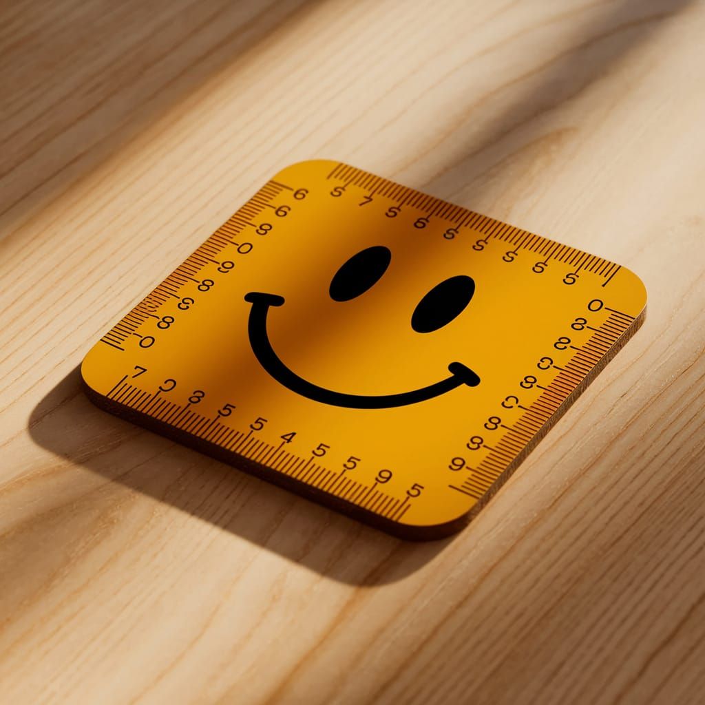 Vibrant Yellow Coaster with Ruler Measurements in Warm Golde...