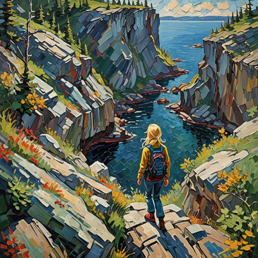 Expressionist Hiker in Great Lakes Wilderness